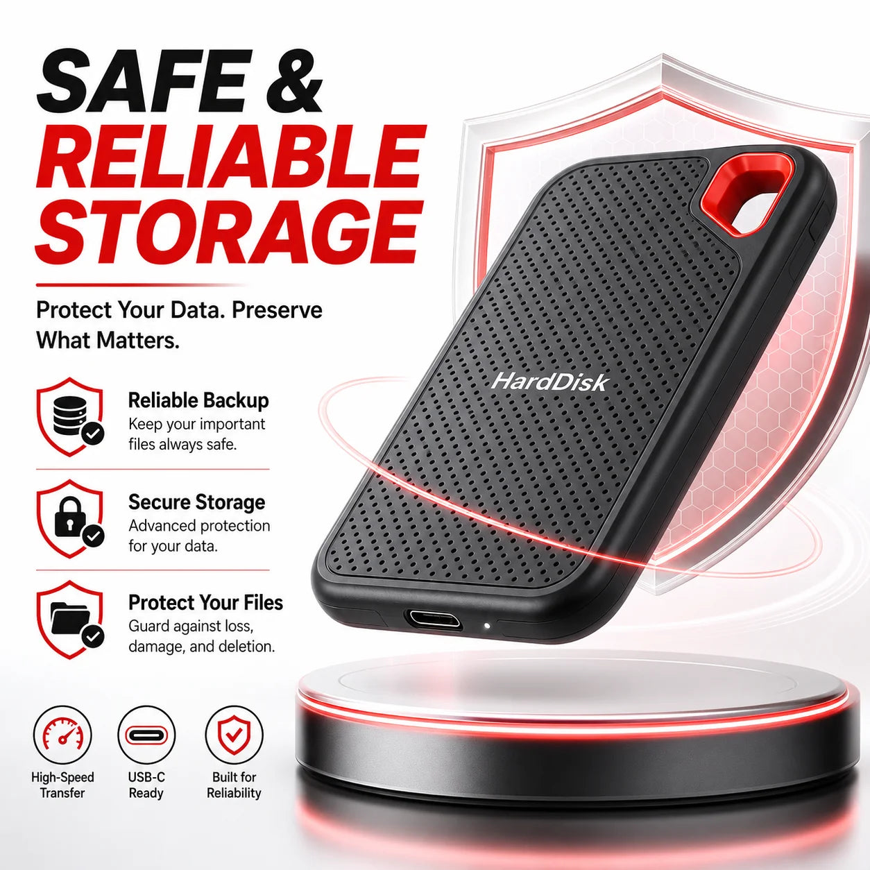 2TB External Hard Drive Portable SSD USB-C Fast & Compact  Data Storage for Laptop Mac PC