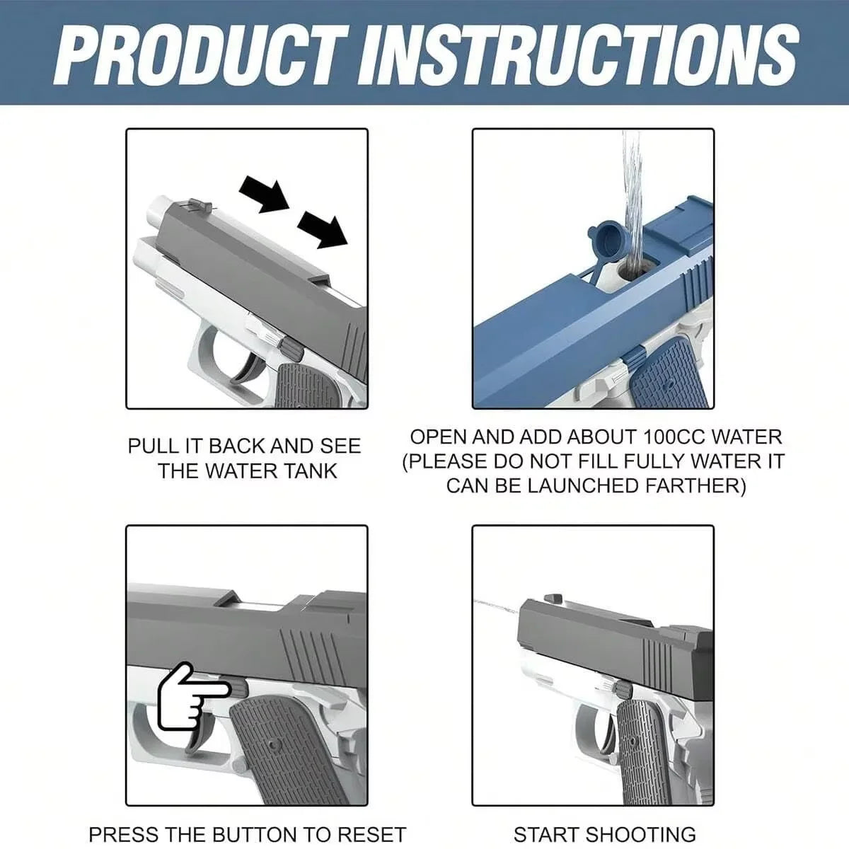 M1911 Water Gun Pistol Water Gun Toy, Summer Pool Beach Party