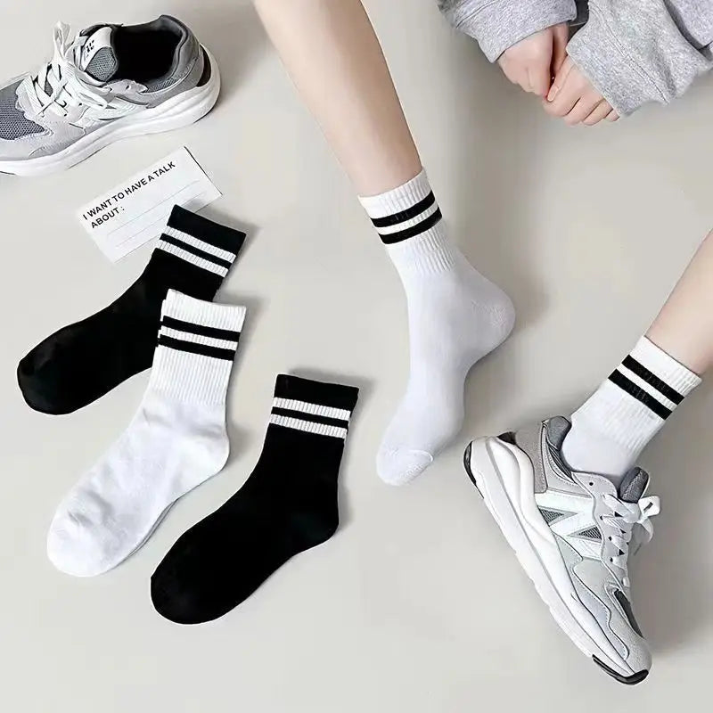 1/10/20 Pairs Unisex Striped Crew Socks Soft Breathable