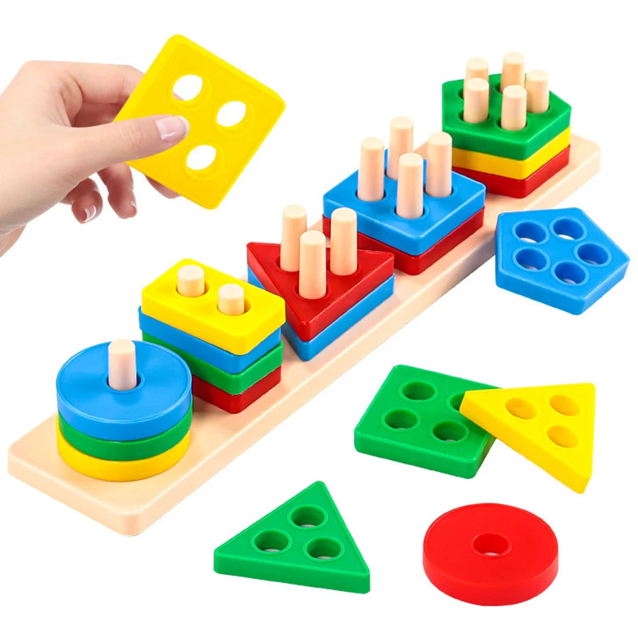 1set - Early Education Equipment Geometric Set Columns,