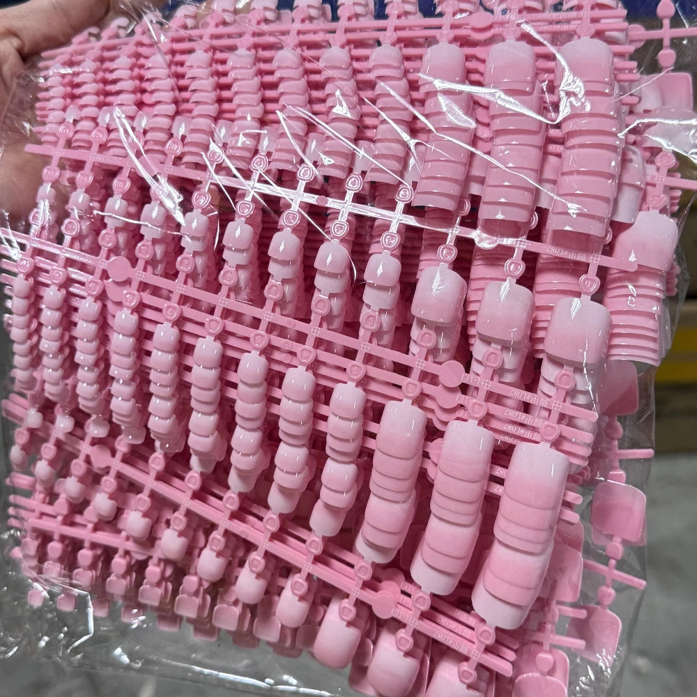 24/120pcs White French Short Square Press On Toenails Nude Pink Glossy Soft Gel False Toe Nails Summer Acrylic Fake Toe NailTips