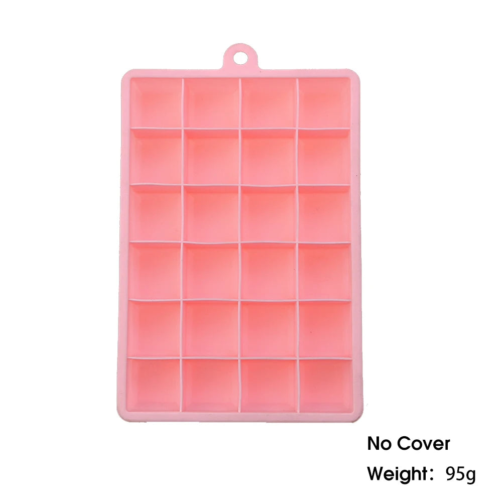 With Lid / No Lid 24-Hole Silicone Ice Tray Square Box Auxiliary