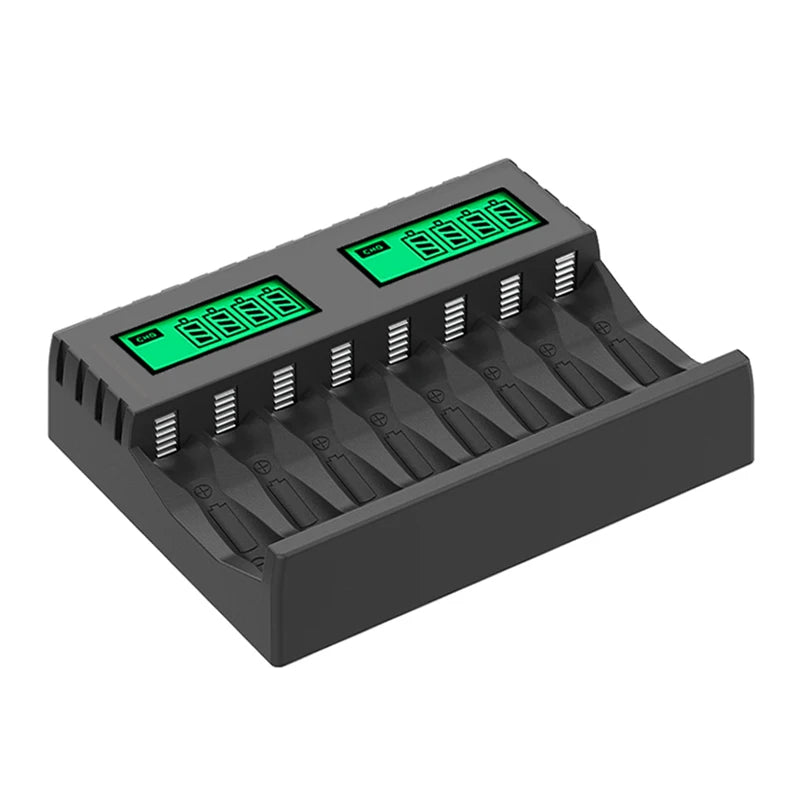 LCD Display with 8 Slot Smart Battery Charger for AA/AAA