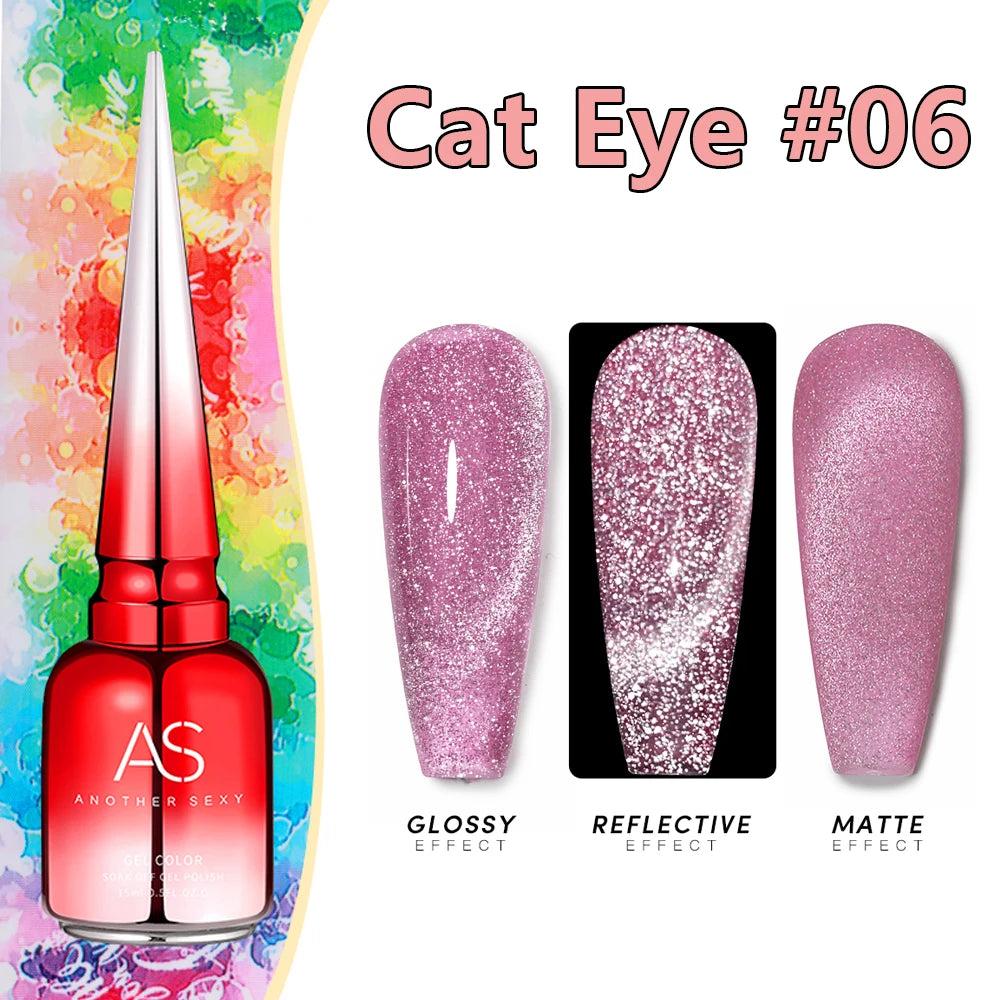 AS 15ml Cat Magnetic Gel Nail Polish Cat Eye Glitter