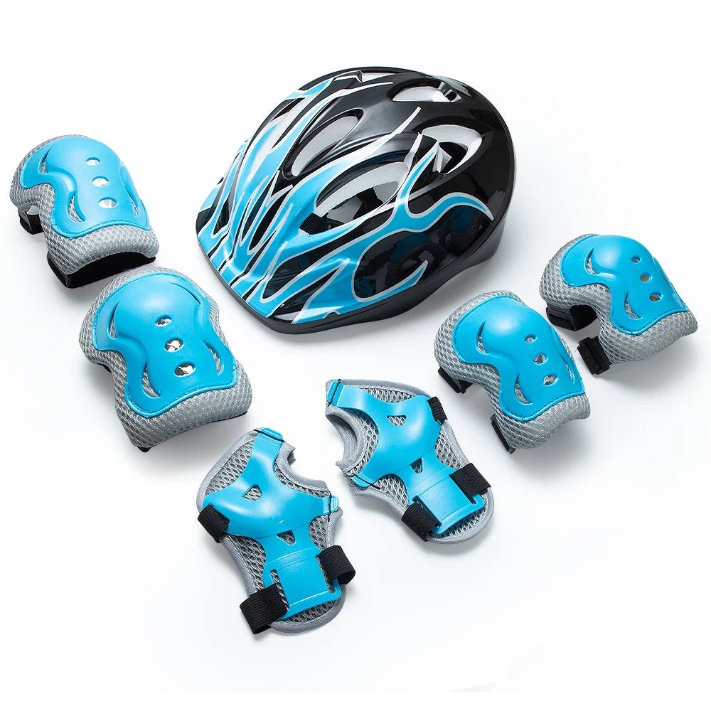 Kids Safety Helmet & Protective Gear Set for 3-10 Years Old, Adjustable Bike Helmet with Knee Elbow Wrist Pads for Skateboarding