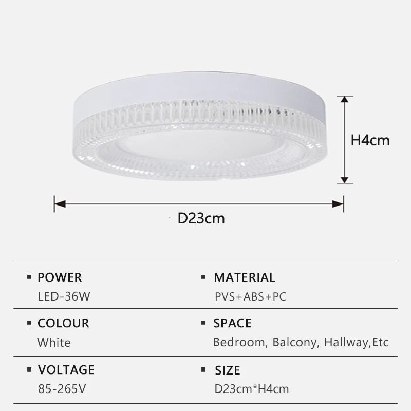 Modern LED Ceiling Light AC85-265V Circular Crystal Home Light 18W 24W 36W 48W Living Room Bedroom Kitchen Indoor Lighting