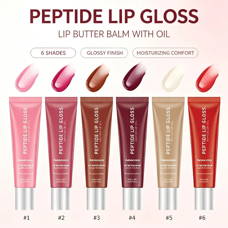 Amococo 2pcs Plumping Peptide Lip Oil 6 Colors Tinted
