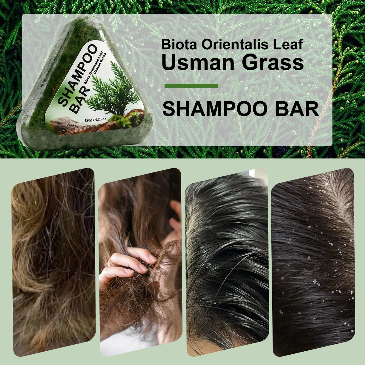 Usman Grass Shampoo Bar For Hair Growth, Anti Hair Loss, Controls Oil, Natural Organic Soap Bar