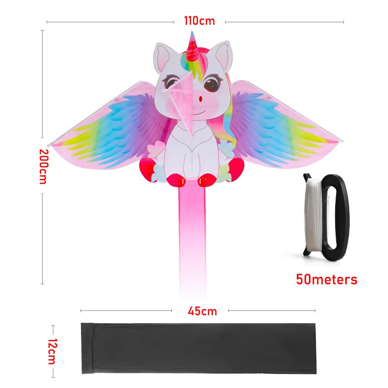 Yongjian Pink Unicorn Kite  small kite suitable for children or beginners, easy to fly With 50m kite string