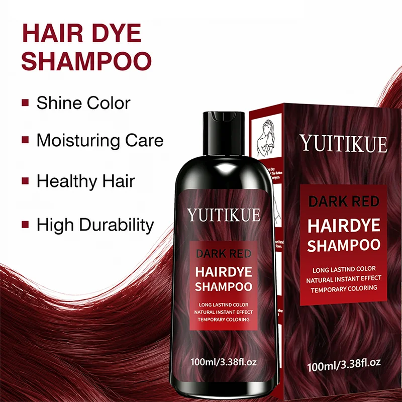 YUITIKUE Dark Red Hair Dye Shampoo 100ml Instant