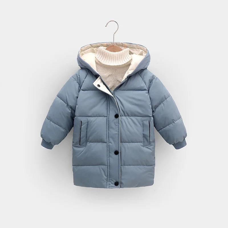 Kids Winter Down Coats Children Thicken Warm Long Jackets Boys Girls Hooded