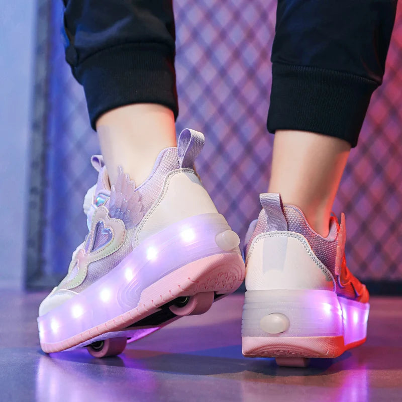 2 Wheels Children's Led Light Roller Skate Shoes Outdoor