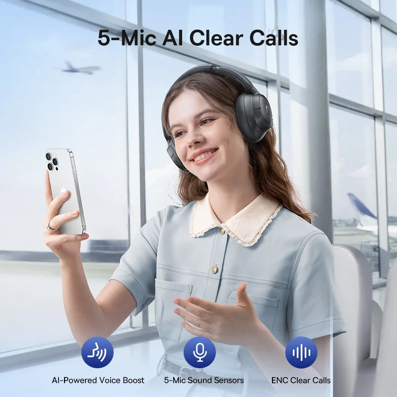 Baseus ANC Wireless Headphones 98% Adaptive Hybrid Noise Cancelling
