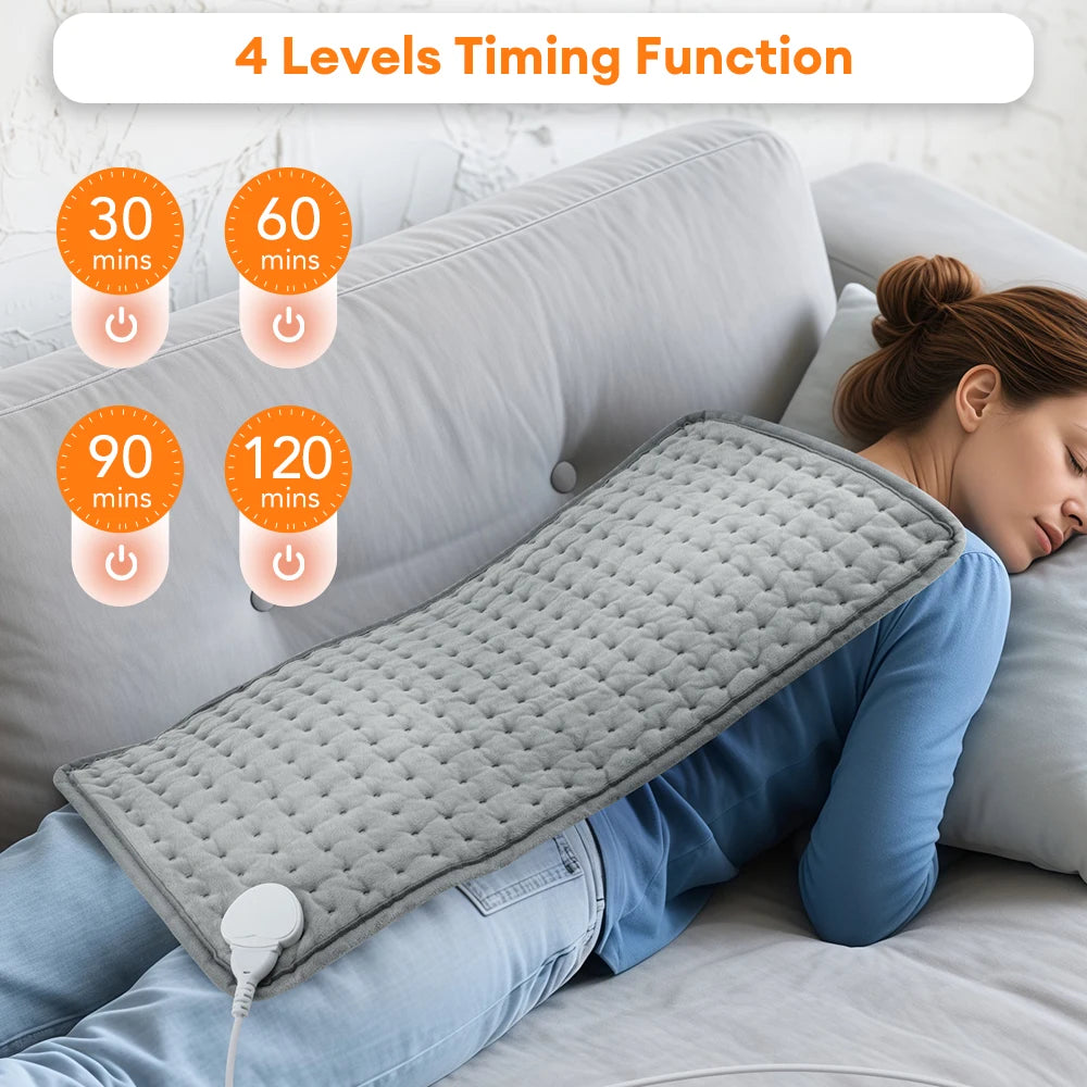 Electric Heating Pad for Back Neck Shoulder Home Office Washable Winter Warm Blanket Timed 9 Heat Levels Temperature Control