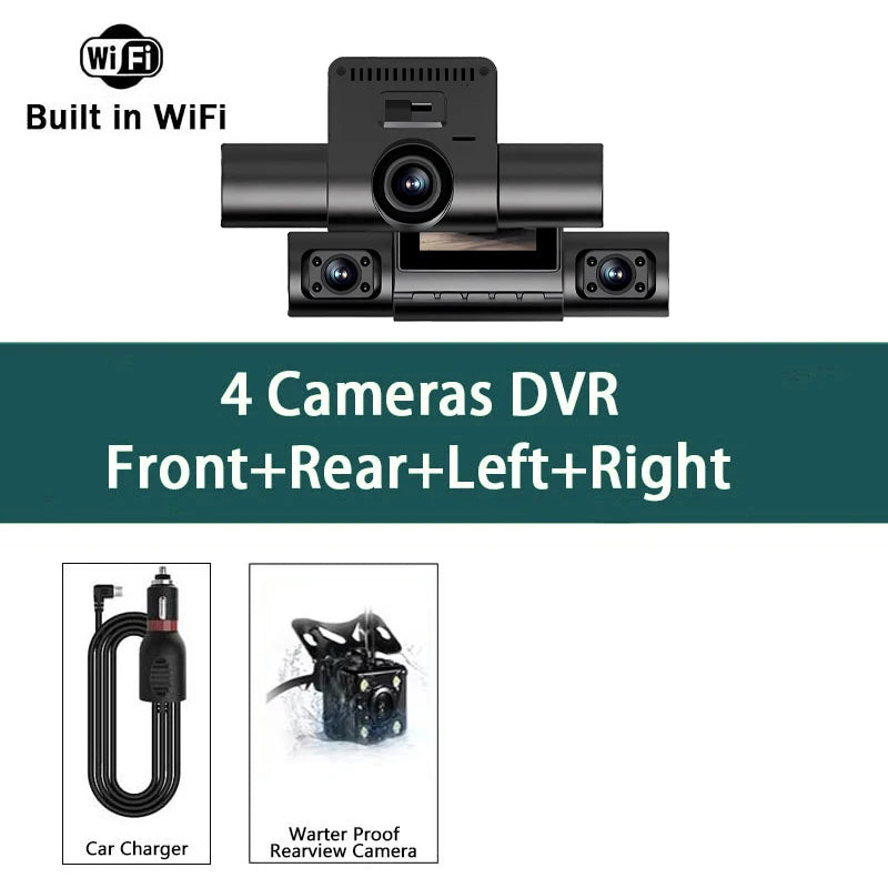 360°Auto Car Camera 1080P Video Recorder 3/4 Lens WIFI DashCam