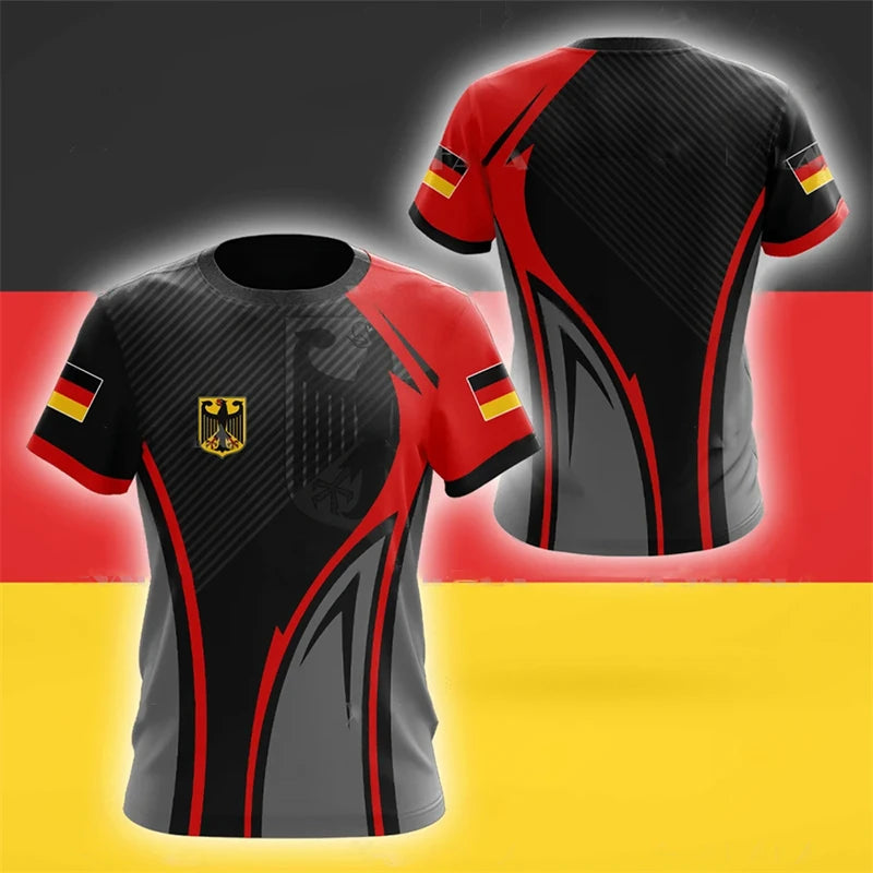 Germany National Flag Harajuku Graphic Men's T-shirts Summer Quick Dry Material Tops Fashion O-neck Oversized Short-sleeved Tees
