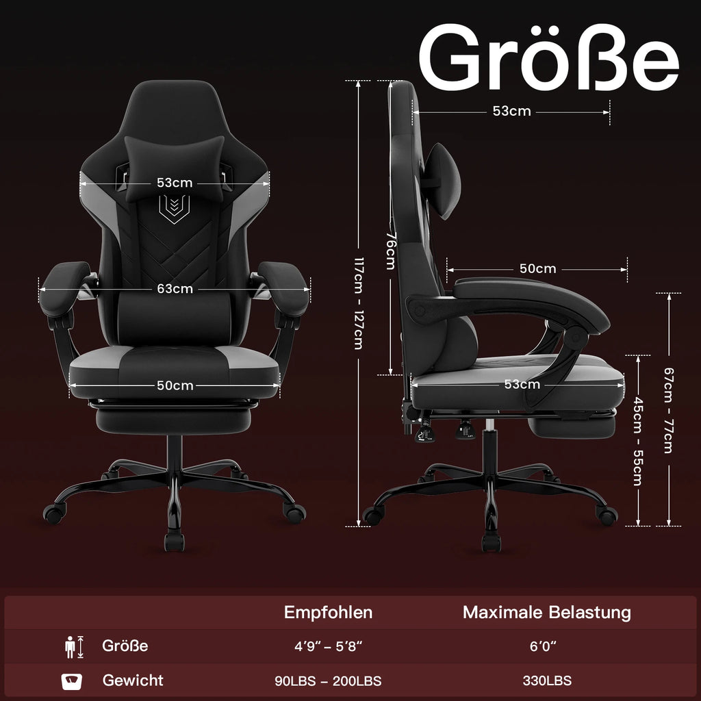 WOTSTA Gaming Chair, Ergonomic Office Chair, Racing Computer Chair, Height-Adjustable Computer Chair with Headrest