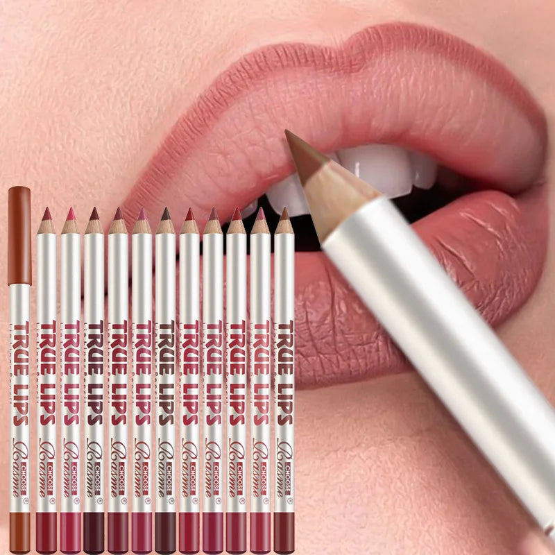 12 pcs Long-Lasting Lipstick Set with Professional Lip Liner Pencil
