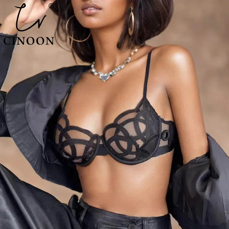 CINOON French Transparent Bra Lace Sexy Temptation Underwear
