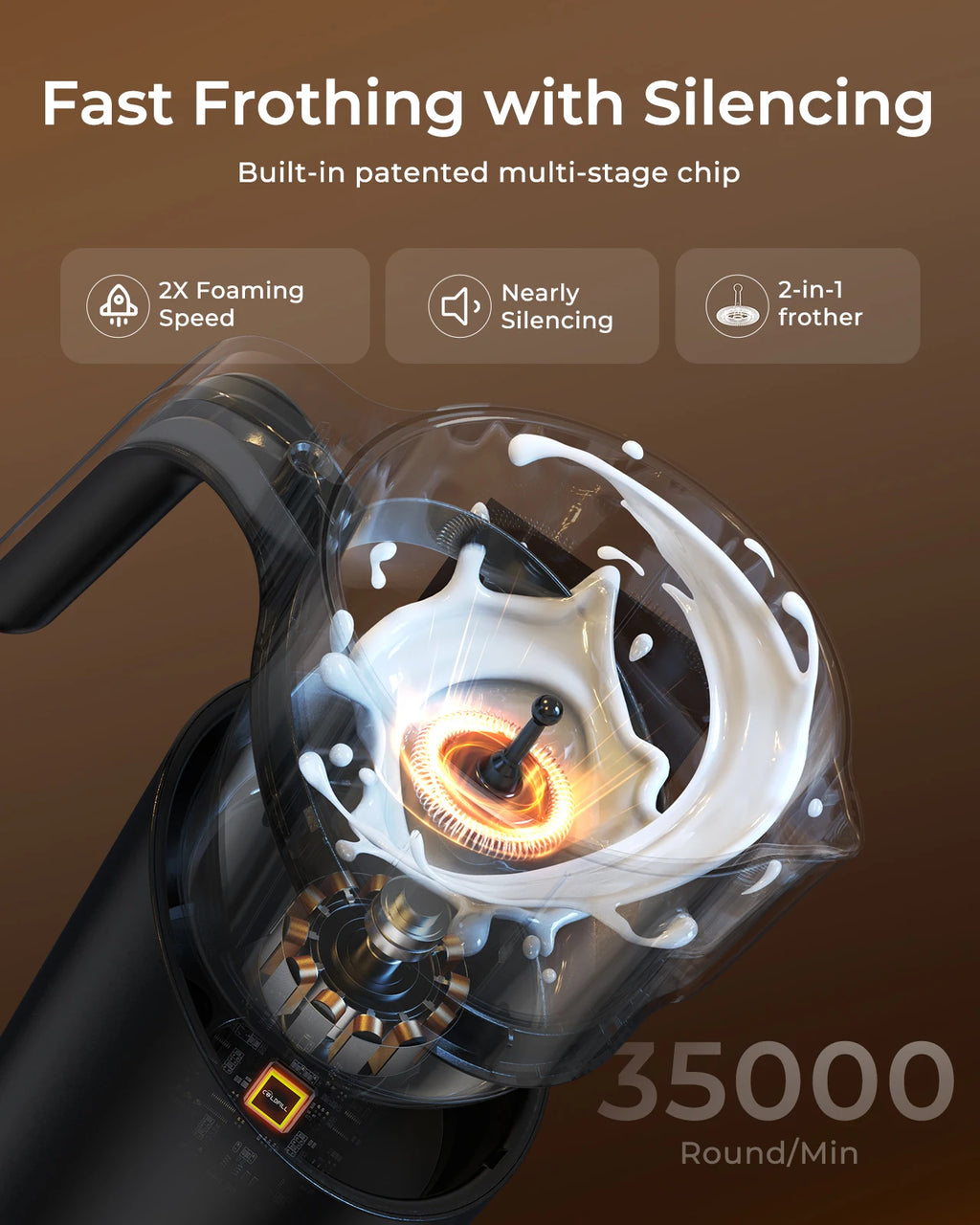 Milk Frother and Steamer, 8-in-1 Electric Frother for Coffee,