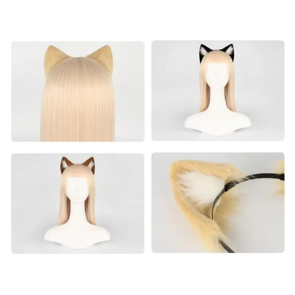 Cute Animal Cat Ears Headband Furry Artificial Gothic Headband Gothic