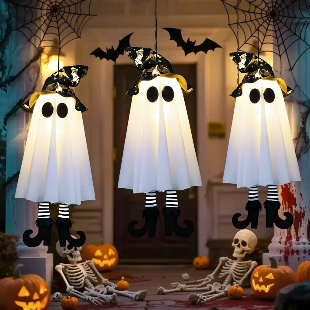 1/3pcs Halloween LED Light Up Witch Ghost Hanging