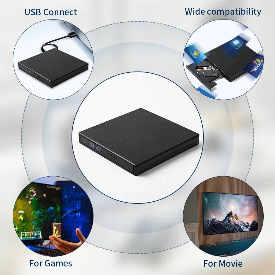 USB 3.0 Slim Type-C External DVD RW Drive CD Writer Burner Reader Player Optical Drives For Laptop PC DVD Burner DVD Portatil