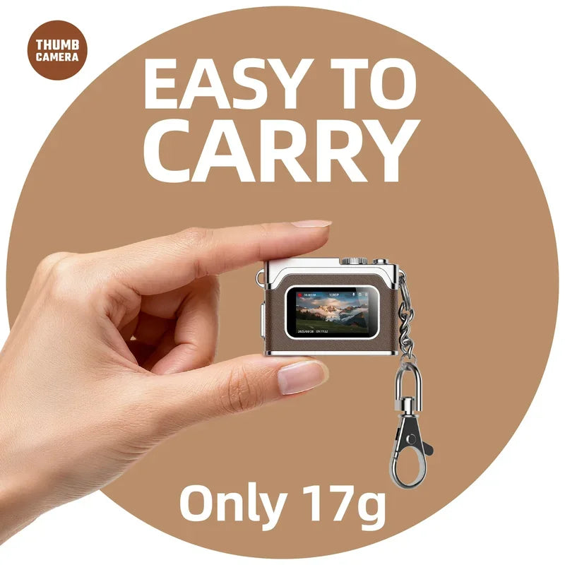 1080P HD Retro Mini Camera Thumb Camera Wearable Portable Mini Keychain Camera for Outdoor Travel Photography VLOG