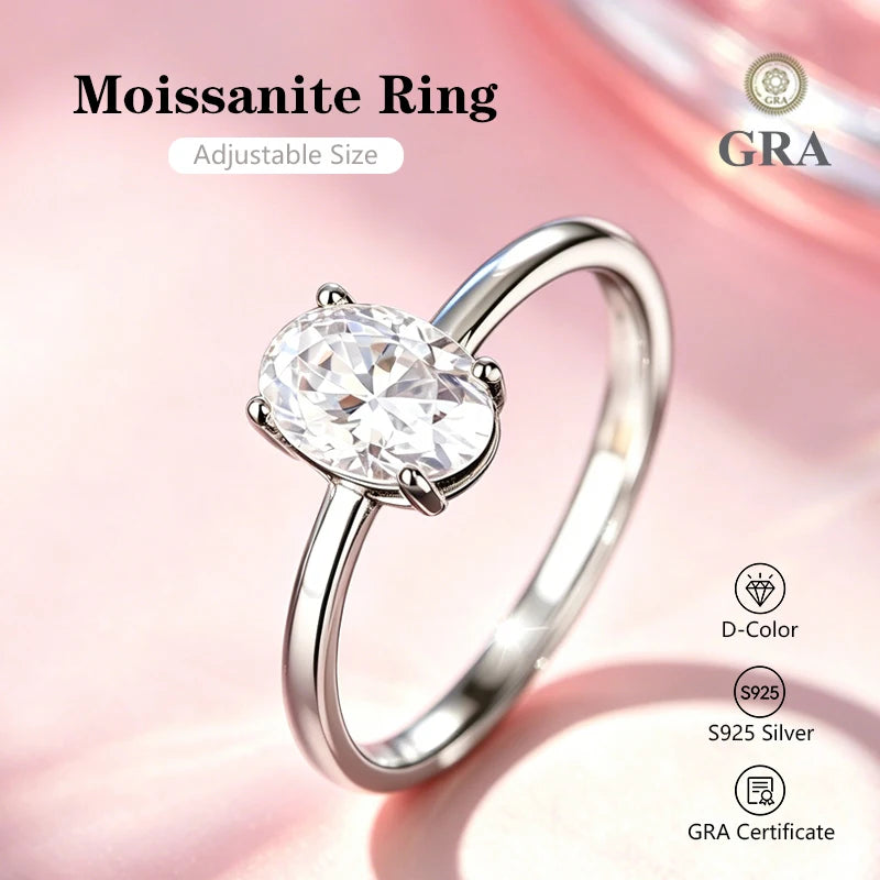 0.5-2.0 Carat Emerald Cut Moissanite Ring S925