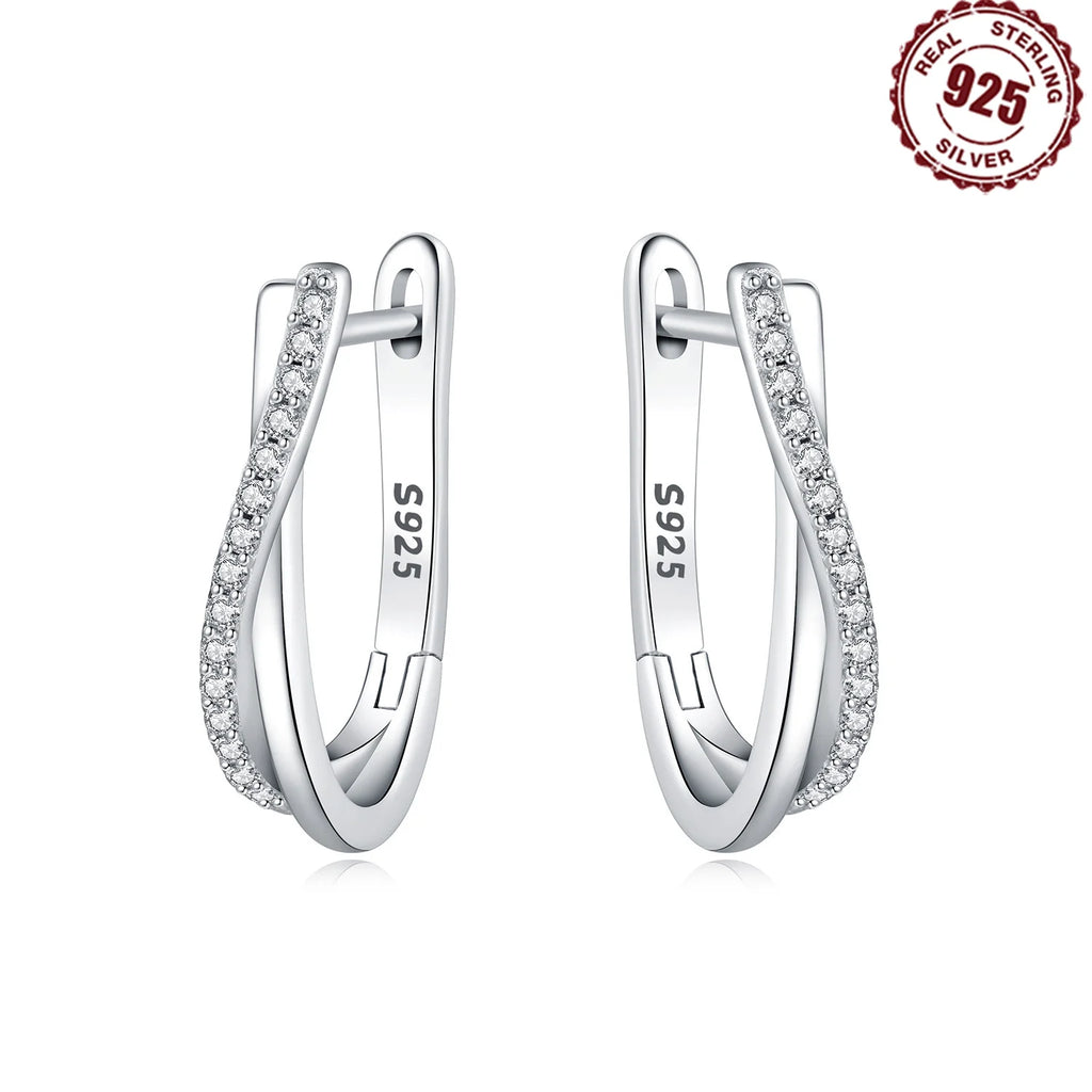925 Sterling Silver Star Twisted Line Earrings Jewelry