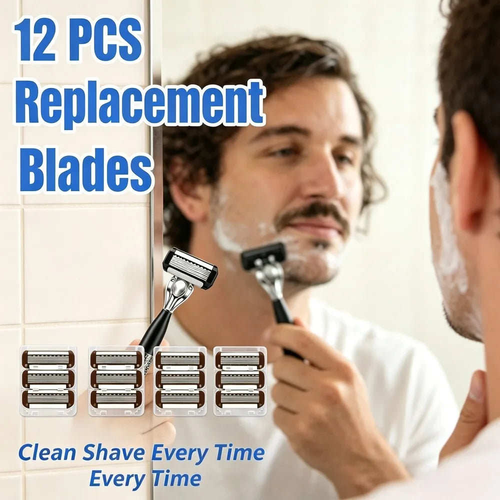 12PCS Razor Blade Refills, 8-Layer Blade Replacement Set