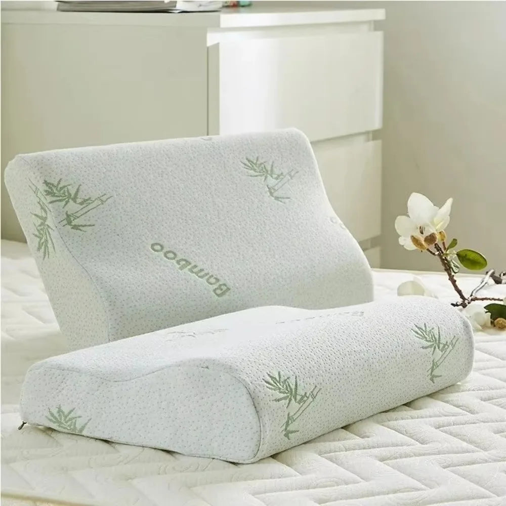 New Slow Rebound Bamboo Fiber Pillow Health Care Soft Memory Foam Pillow Support NeckRelief Comfortable Orthopedic Pillows Home