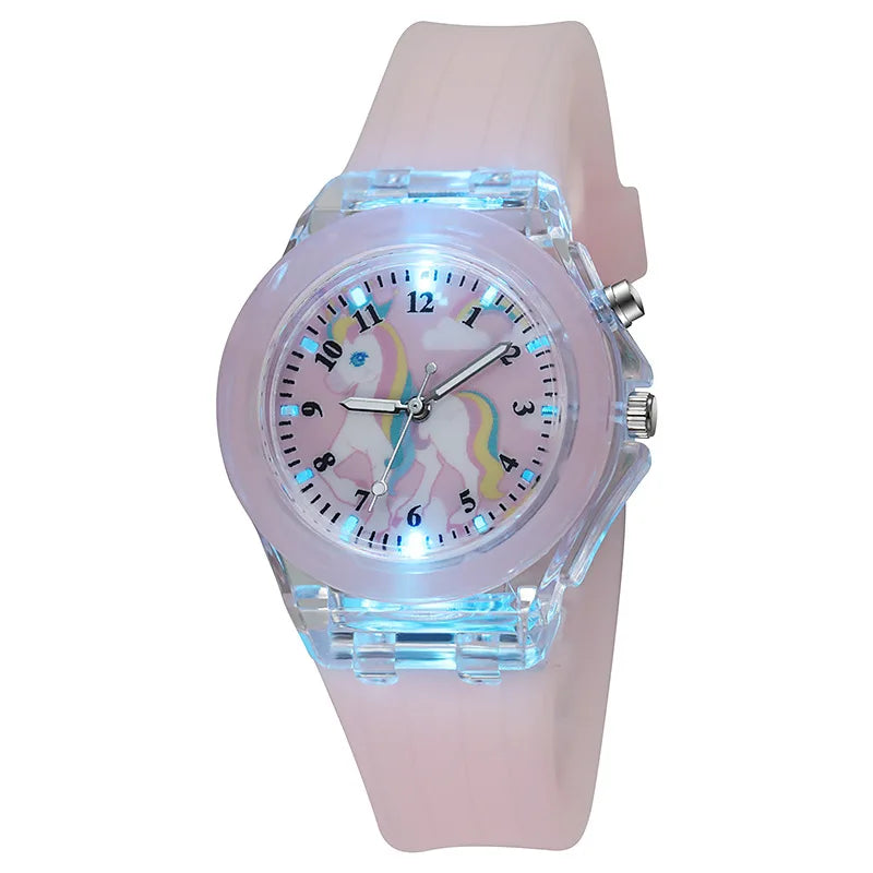 Fashion Cute Unicorn Chlidren Watch for Girls Women Rubber Strap