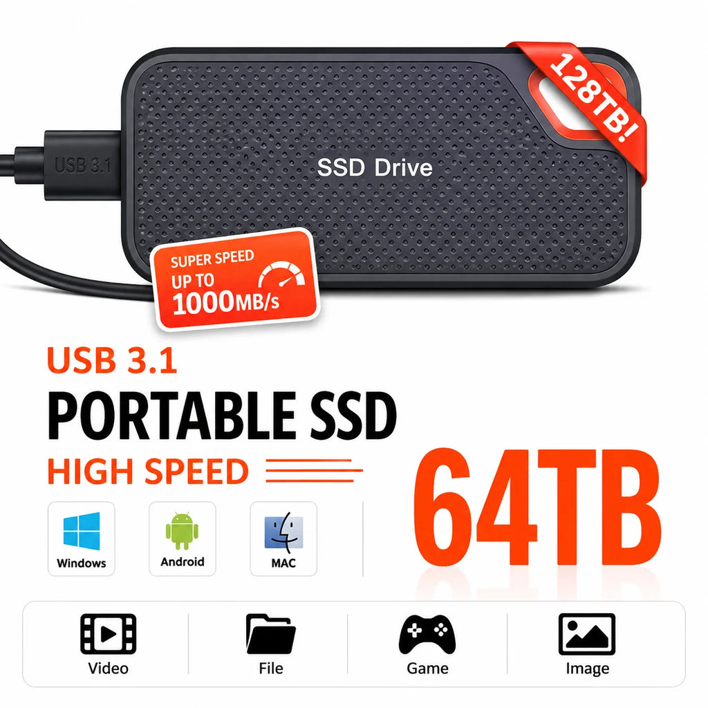 2TB External Hard Drive USB3.1 Mobile Storage Hard Disk