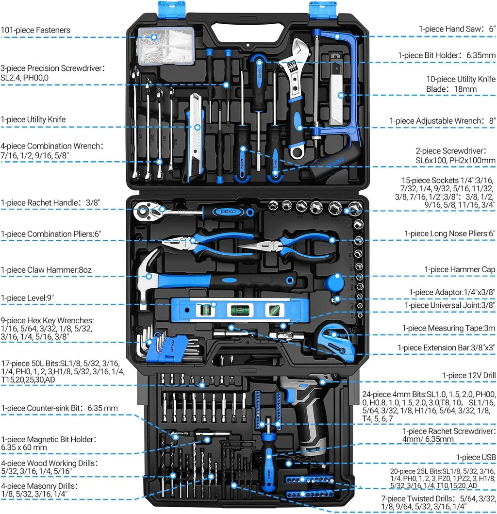 DEKO Home Mechanic Toolbox with 12V Power