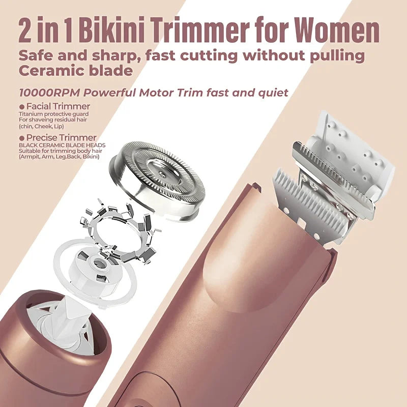 Women Electric Body Shaver Double Heads USB Rechargeable Waterproof