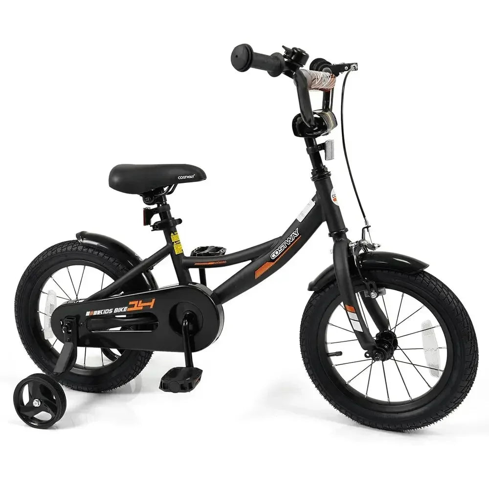 14 Inch Kids' Bike with Training Wheels, Dual Brakes, Adjustable Seat