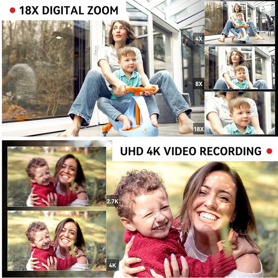 UHD 4k Video Camera Camcorder with 18X Digital Zoom,64MP Digital Camera Recorder,