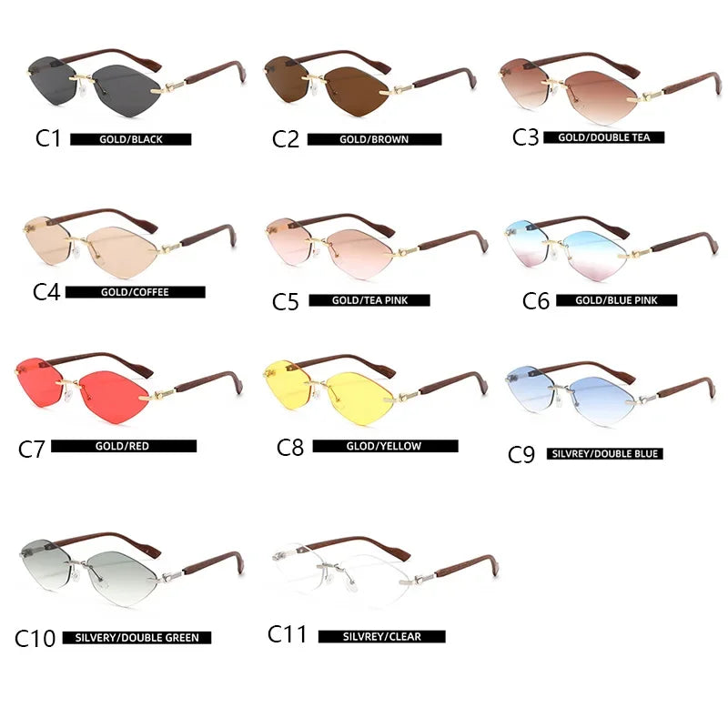 Rimless Diamond Shape Women Sunglasses 2026 Vintage New in Sunglasses Trendy Girls Sun Glasses Очки Солнечные Женские