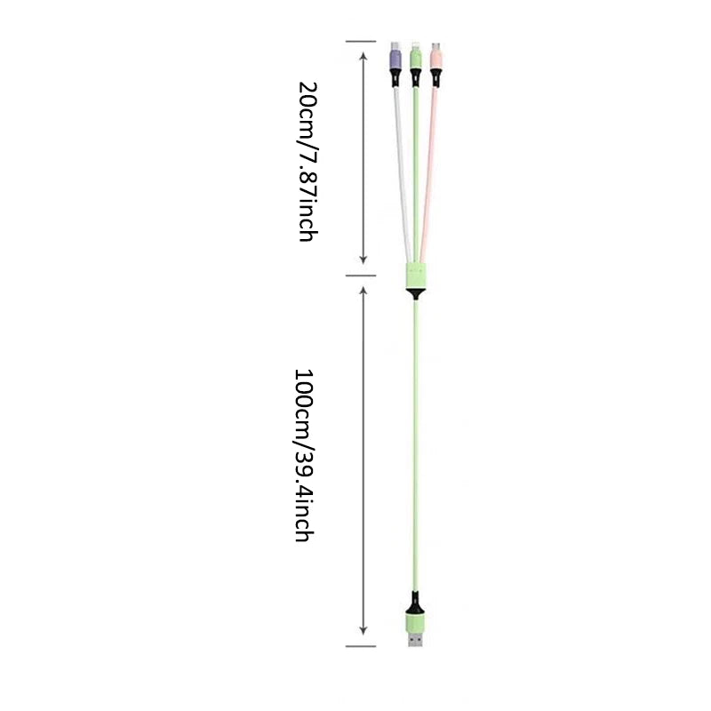 3 in 1 Charging Cable Type C/Micro b/iPhone Macarone Use For iPhone Huawei Samsung Smart Phone