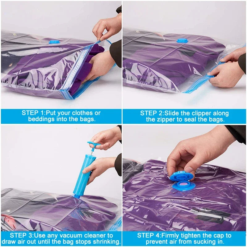 Vacuum Storage Organizer Bags, Travel Suitcases Essentials,