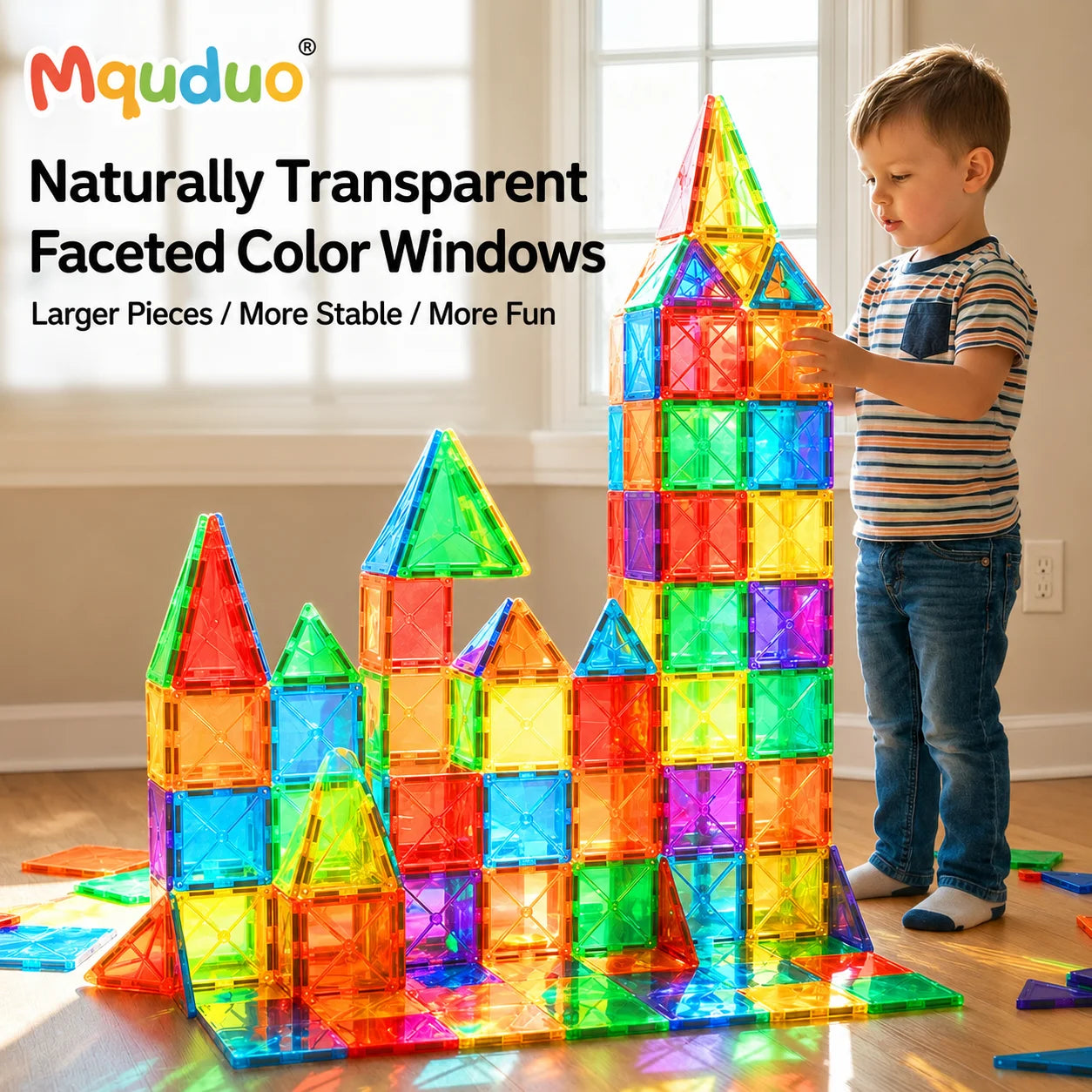 MQUDUO 3D Magnet Construction Kit Magnetic Tiles Puzzle, Modern Home Office Desk Decor Adult Fidget Toy Creative Relaxation Gift