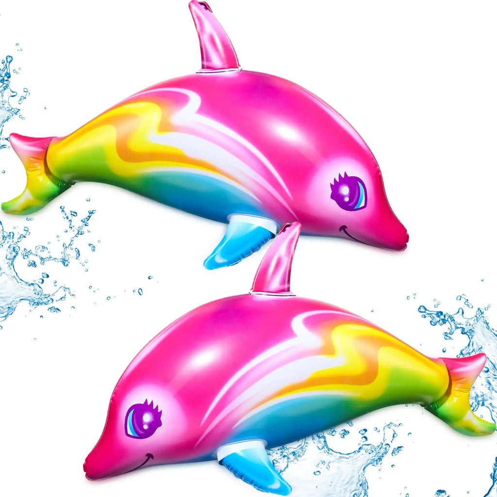 1Pc Inflatable Dolphin Rainbow Inflatable Toy Ocean Themed Party Decoration Swimming Pool Beach Birthday Party Decoration Toy