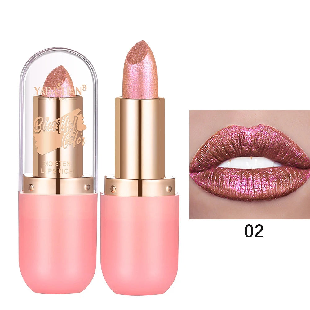 Metallic Violet Chameleon Lipstick Color Changing Matte Glitter Diamond Waterproof