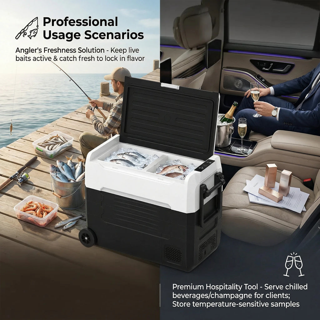 Podofo 55L Car Refrigerator Mini Fridge Freezer Portable Compressor Cooler 12/24V DC 110-240V Ice Box for Camping Home Garages