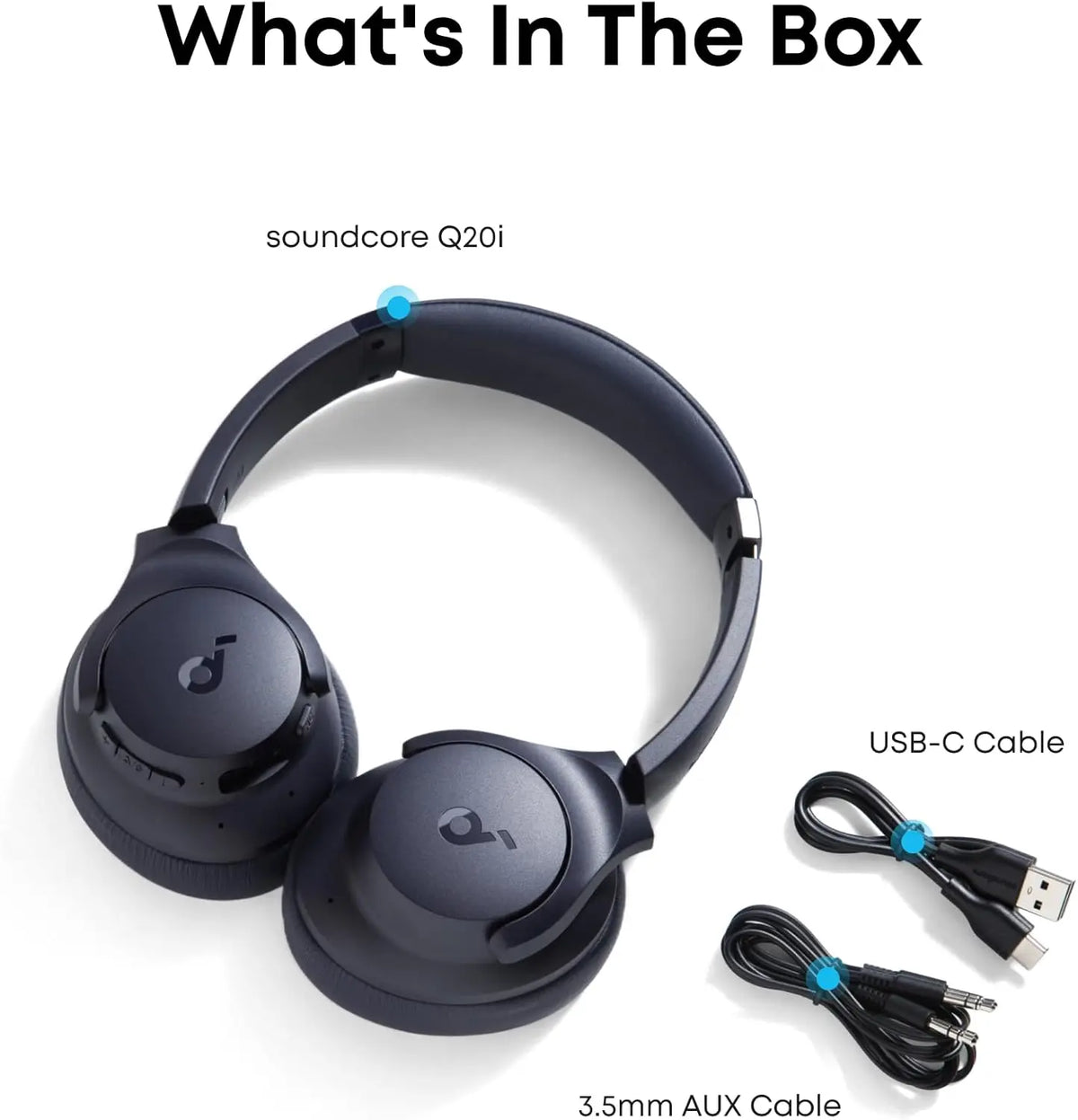 soundcore by Anker Q20i Hybrid ANC Headphones - Wireless Over-Ear BT - 40H Long ANC Playtime
