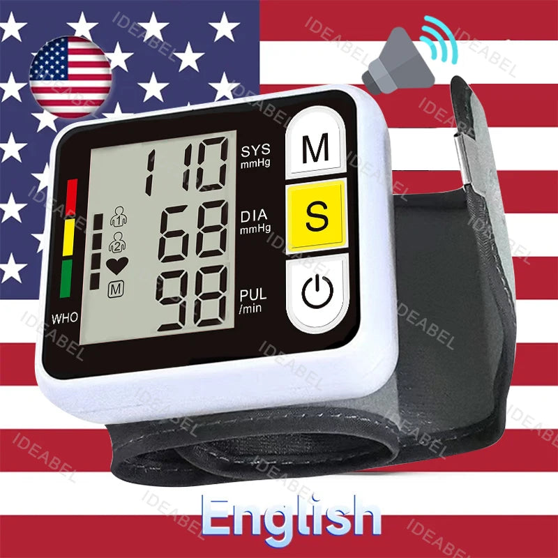LCD Display Wrist Blood Pressure Monitor Tonometer Tensiometer Automatic Digital Pulsometer Sphygmomanometer Family Diagnostic