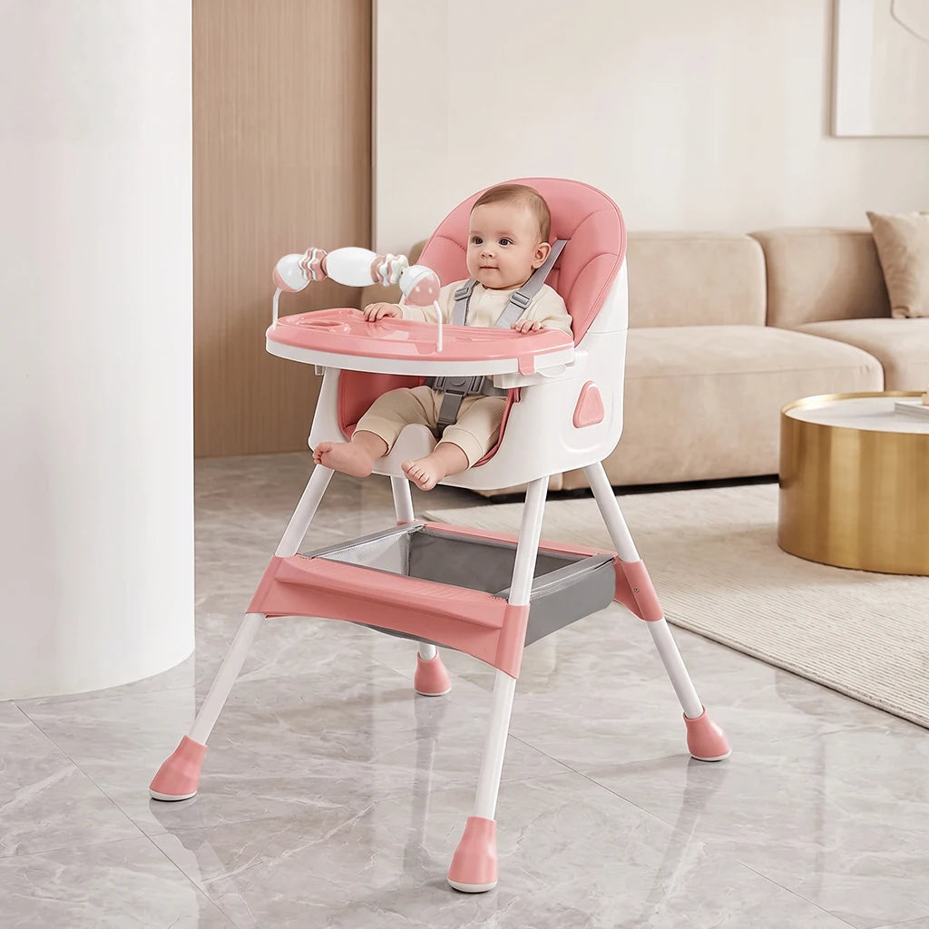 3‑In‑1 Foldable Baby High Chair, Multifunctional Toddler Feeding Highchair
