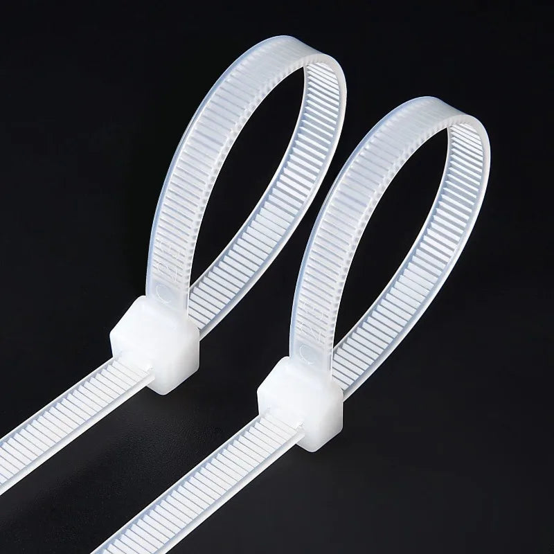 Black White Nylon Cable Ties Adjustable Self-locking Fastening Rings Zip Tie Cable Wires Fixing Ties for Home Offices Industrial