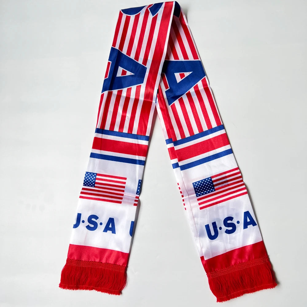 2026 USA MexicoNetherlands scarf flag  14x135cmDouble-sided Printed Satin Iraq  Haiti France scarf flag